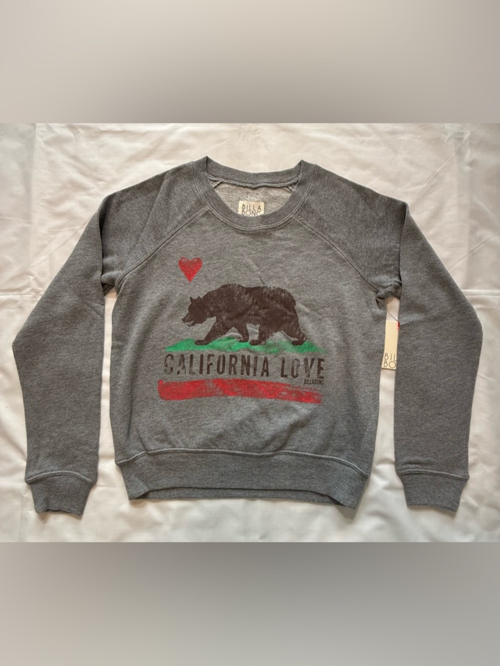 Billabong Women’s California Love Grey Crewneck Sweatshirt - size Small